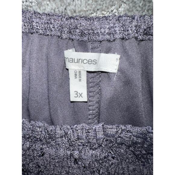 Dusty Plum Lace Blouse 3X TOP Textured Lace Stretch Knit Long Sleeve Maurices - Picture 6 of 7